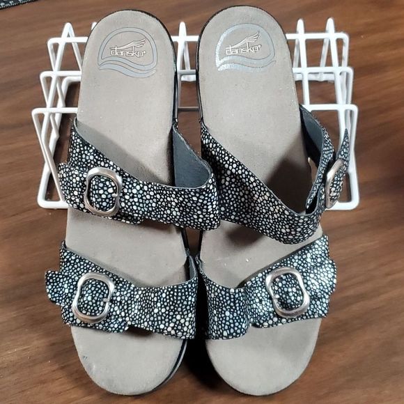Dansko Sophie Black Shagreen Slide Double Strap Sandal 9841180200 41 | 10½-11 - Picture 5 of 7